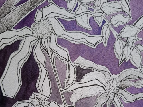Obraz z motywem kwiatów, akwarela na papierze artystycznym. Nowoczesna dekoracja ścienna inspirowana naturą.